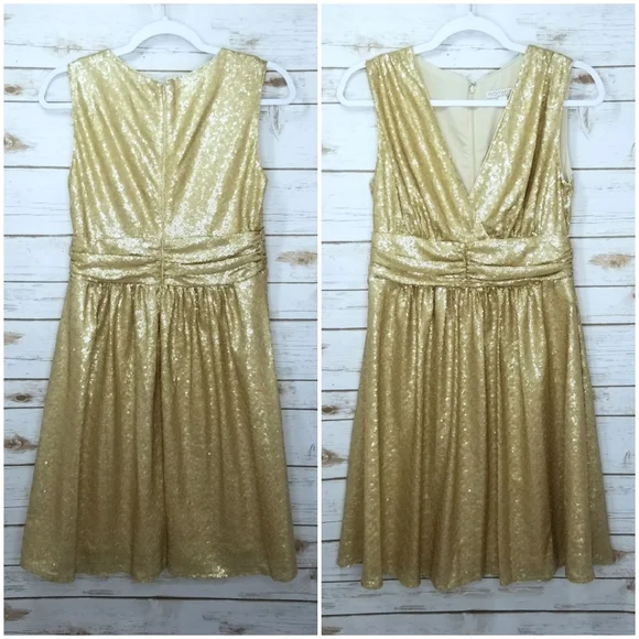 Eva Mendes New York &Company Gold Sequin Dress Size Small - Picture 1 of 8